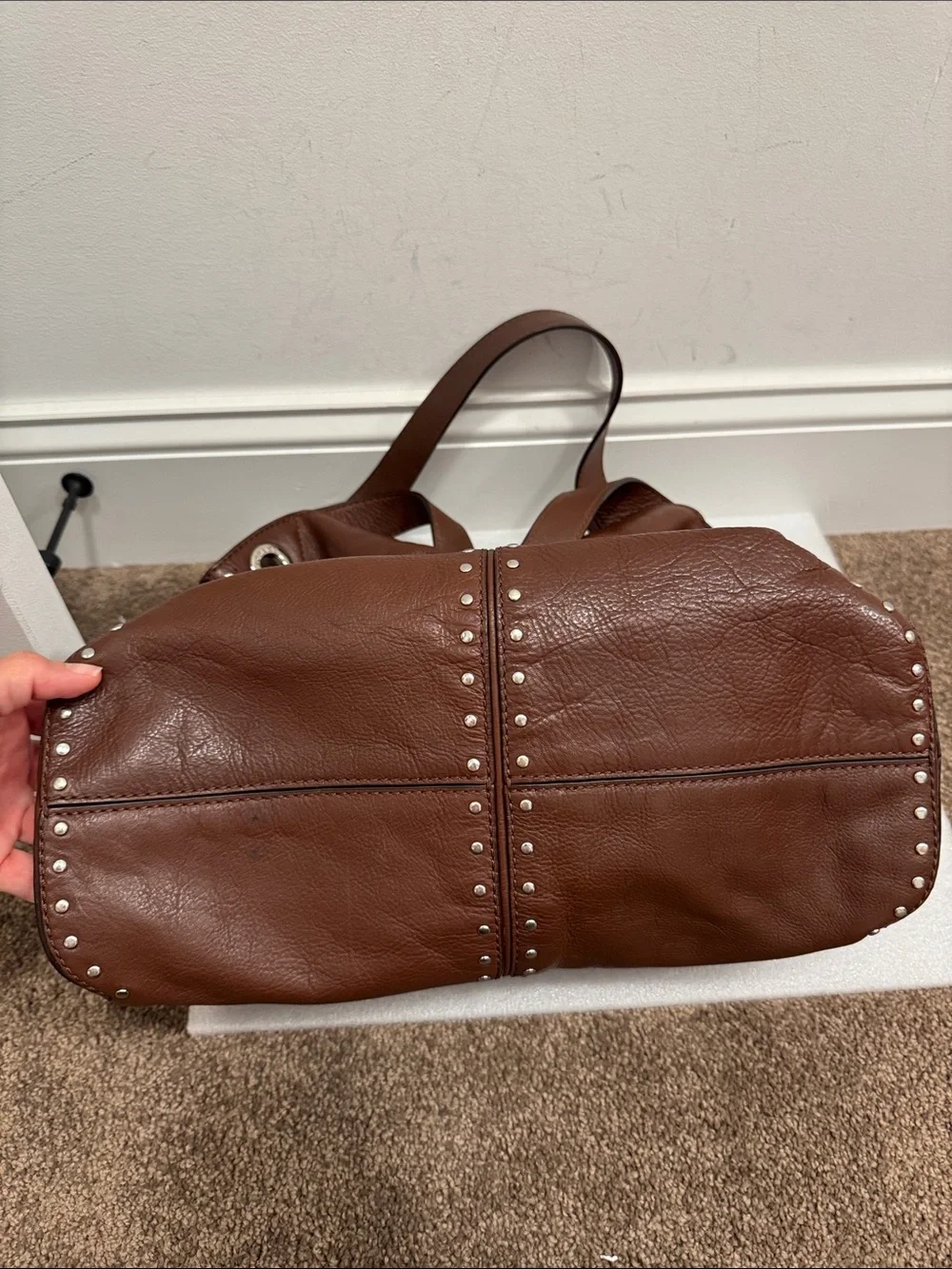 Michael Michael Kors Astor studded leather shoulder hobo bag purse